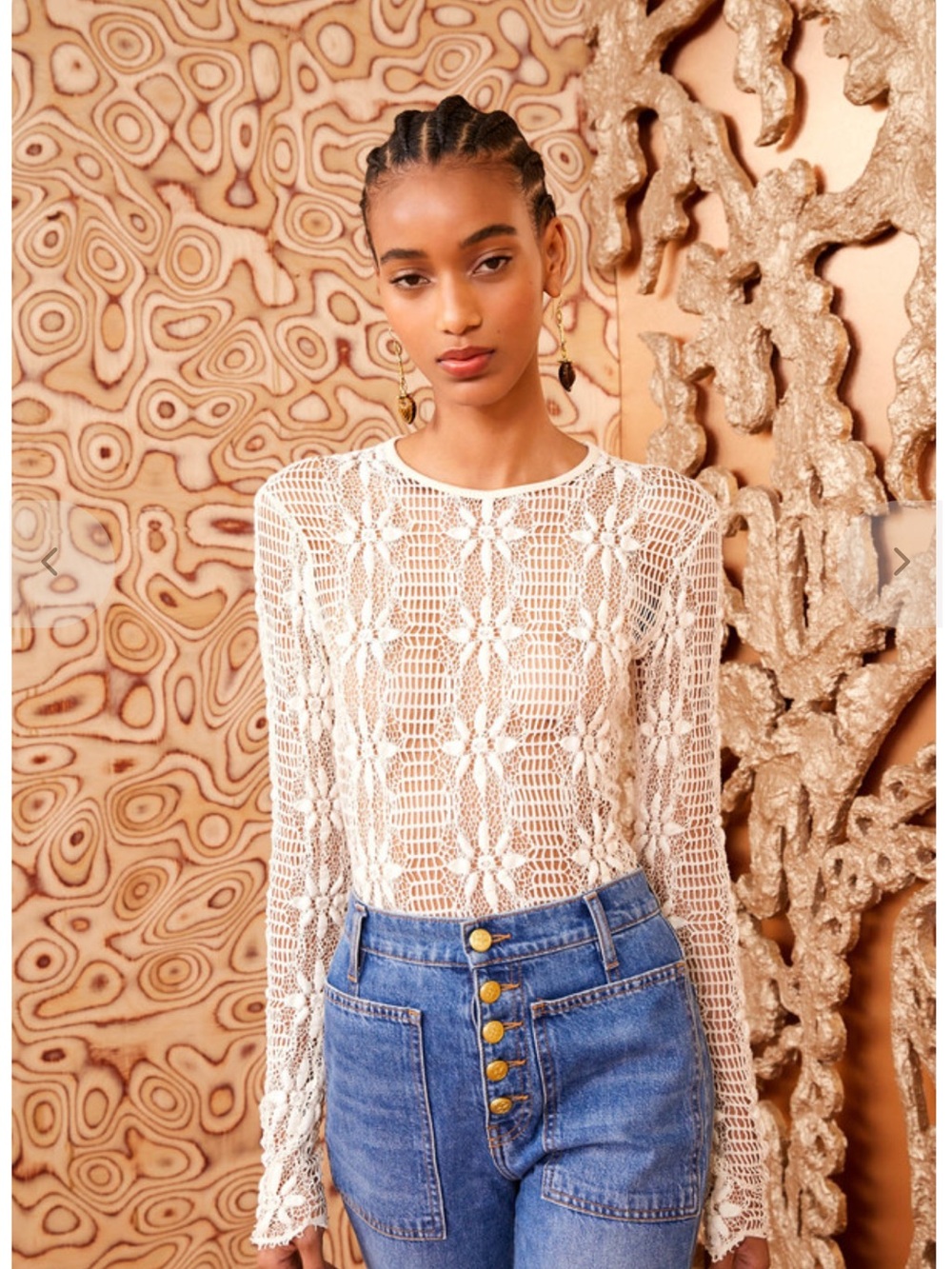 Ulla Johnson Cyrus Stretch Lace Long Sleeve Top.